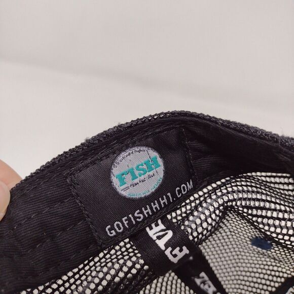 Hilton Head Island Fish Coastal Seafood Black Snapback Mesh Back Hat Cap Logo - Picture 10 of 10
